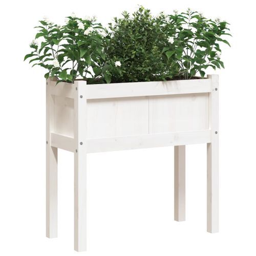 Jardinières 2 pcs avec pieds blanc bois de pin massif - Photo n°3; ?>