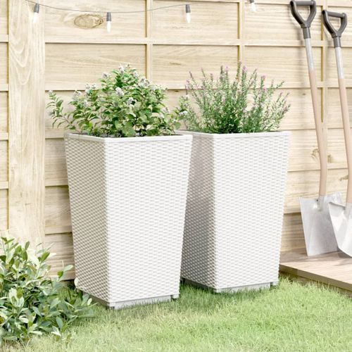 Jardinières 2 pcs blanc 32,5x32,5x57 cm polypropylène - Photo n°3; ?>