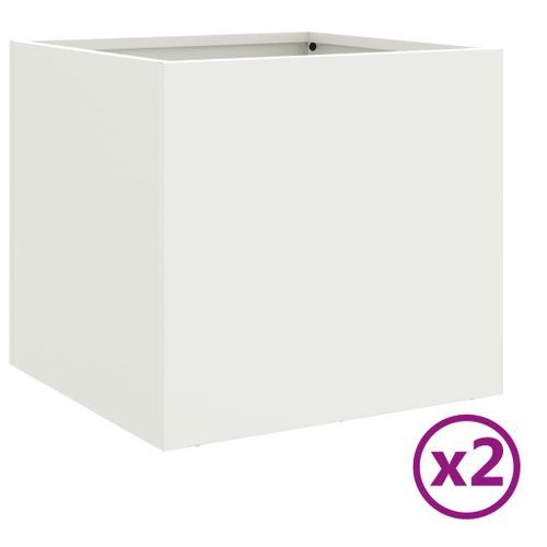 Jardinières 2 pcs blanc 32x30x29 cm acier laminé à froid - Photo n°2; ?>