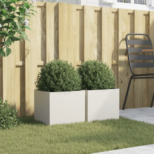 Jardinières 2 pcs blanc 32x30x29 cm acier laminé à froid - Photo n°3; ?>