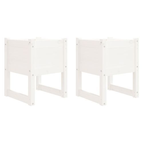 Jardinières 2 pcs Blanc 40x40x52,5 cm Bois massif de pin - Photo n°2; ?>