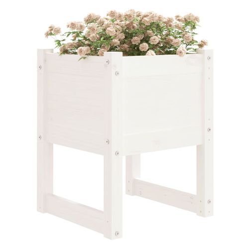 Jardinières 2 pcs Blanc 40x40x52,5 cm Bois massif de pin - Photo n°3; ?>