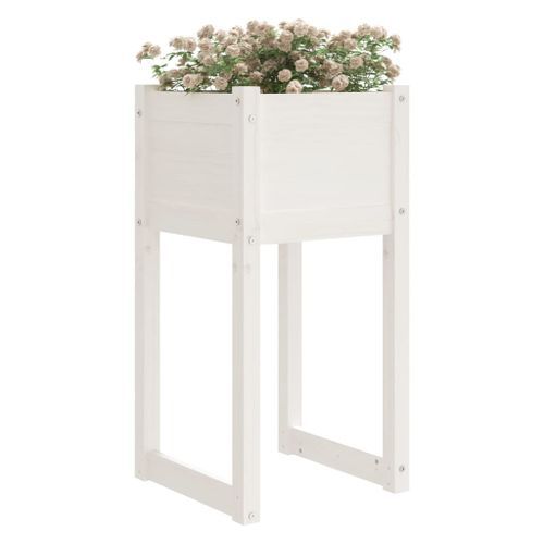 Jardinières 2 pcs Blanc 40x40x81 cm Bois massif de pin - Photo n°3; ?>