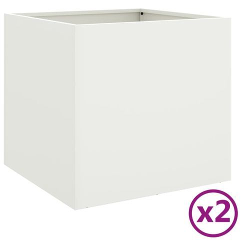 Jardinières 2 pcs blanc 42x40x39 cm acier laminé à froid - Photo n°2; ?>