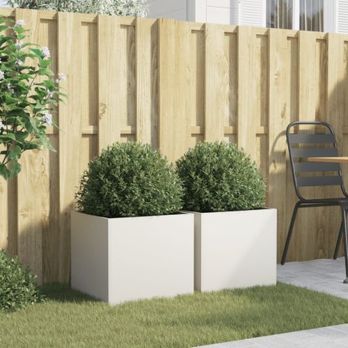 Jardinières 2 pcs blanc 42x40x39 cm acier laminé à froid - Photo n°3; ?>