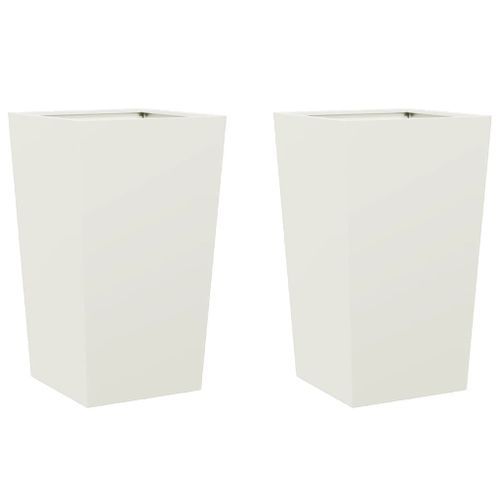 Jardinières 2 pcs blanc 45x45x75 cm acier - Photo n°2; ?>