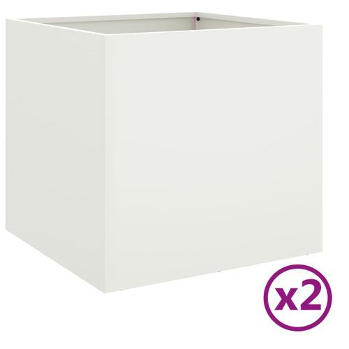 Jardinières 2 pcs blanc 49x47x46 cm acier laminé à froid - Photo n°2; ?>