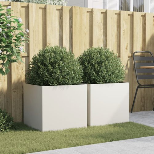 Jardinières 2 pcs blanc 49x47x46 cm acier laminé à froid - Photo n°3; ?>