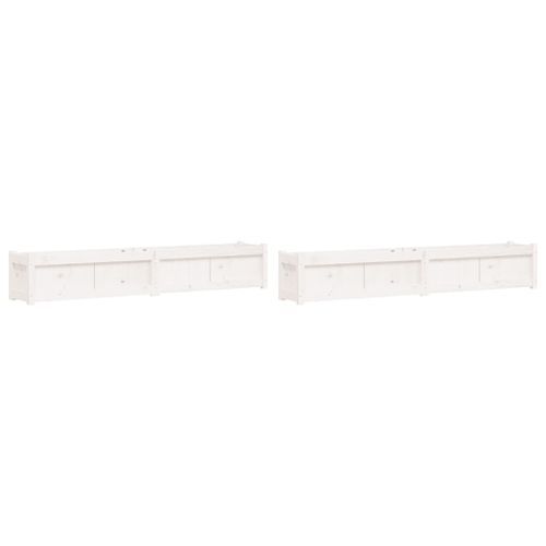 Jardinières 2 pcs blanc bois de pin massif - Photo n°2; ?>