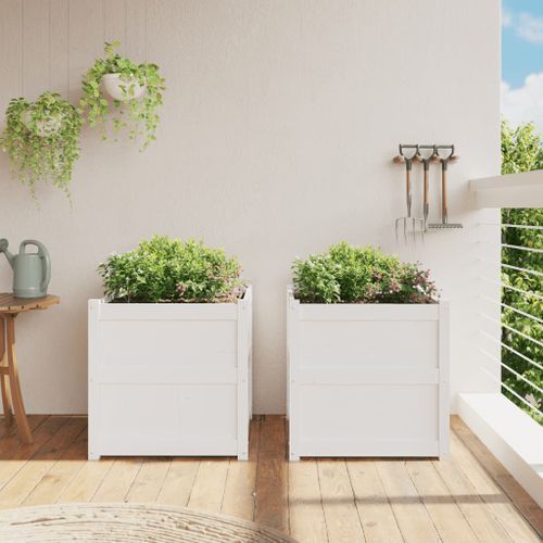 Jardinières 2 pcs blanc bois de pin massif - Photo n°3; ?>