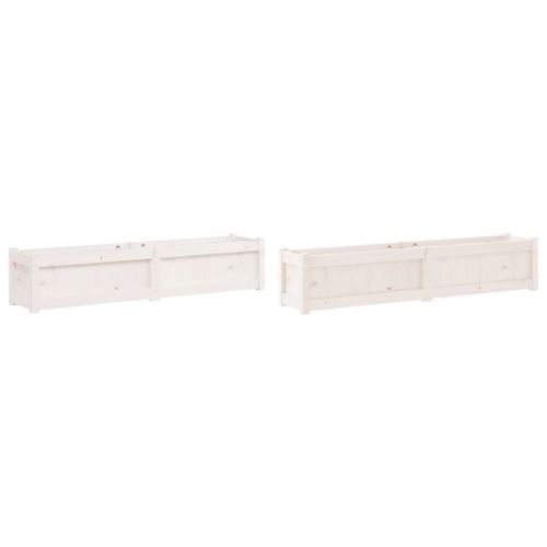 Jardinières 2 pcs blanc bois de pin massif - Photo n°2; ?>