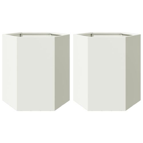 Jardinières 2 pcs blanc hexagone 46x40x45 cm acier - Photo n°2; ?>