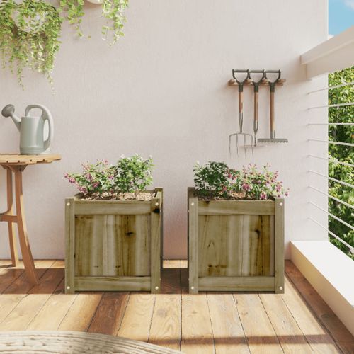 Jardinières 2 pcs bois de pin imprégné - Photo n°3; ?>