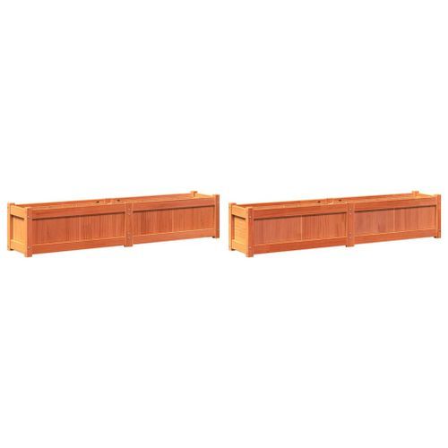 Jardinières 2 pcs marron bois de pin massif - Photo n°2; ?>