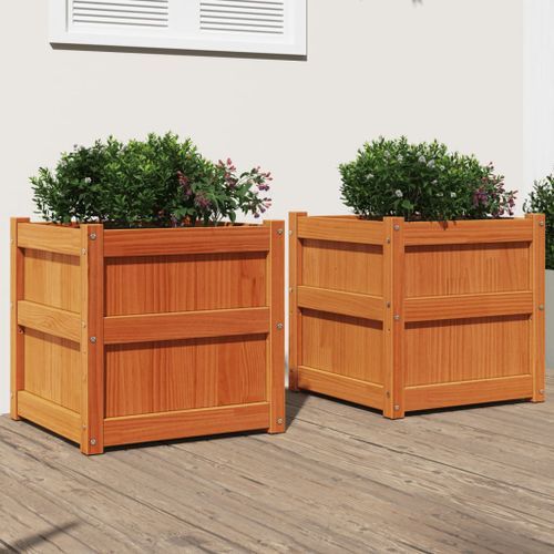 Jardinières 2 pcs marron bois de pin massif - Photo n°2; ?>