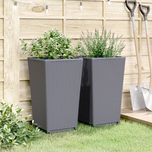 Jardinières 2 pcs gris 32,5x32,5x57 cm polypropylène - Photo n°3; ?>