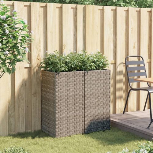 Jardinières 2 pcs gris 40x40x80 cm résine tressée - Photo n°3; ?>