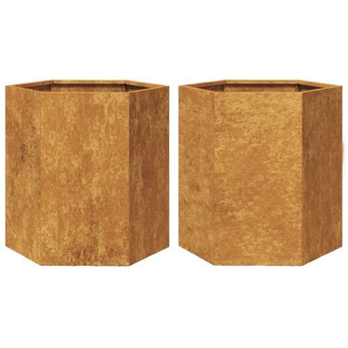 Jardinières 2 pcs hexagone 46x40x45 cm acier corten - Photo n°2; ?>