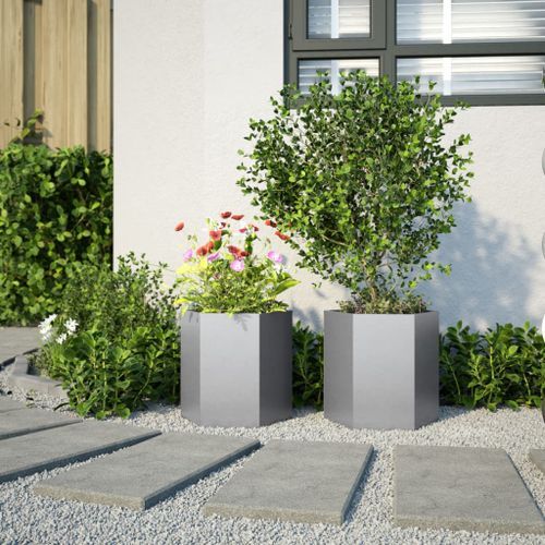 Jardinières 2 pcs hexagone 46x40x45 cm acier galvanisé - Photo n°3; ?>