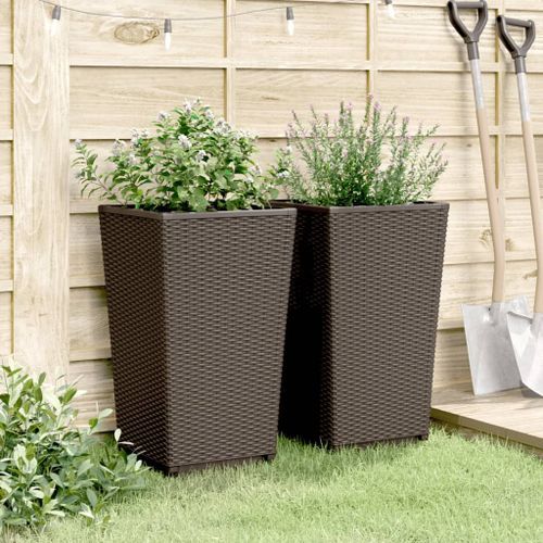 Jardinières 2 pcs marron 32,5x32,5x57 cm polypropylène - Photo n°3; ?>