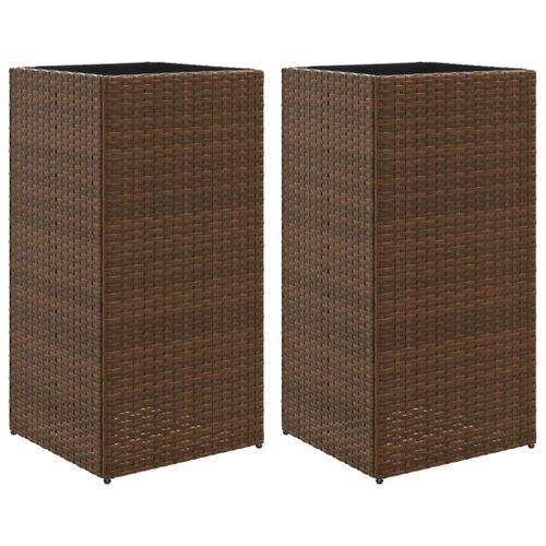 Jardinières 2 pcs marron 40x40x80 cm résine tressée - Photo n°2; ?>