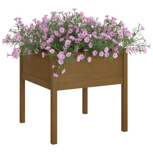 Jardinières 2 pcs Marron miel 70x70x70 cm Bois de pin massif - Photo n°3; ?>