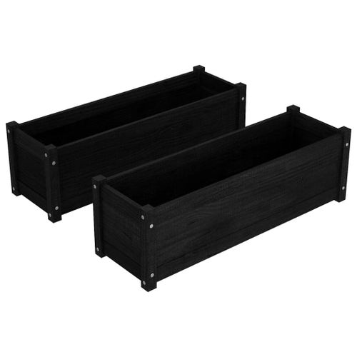 Jardinières 2 pcs Noir 100x31x31 cm Bois de pin massif - Photo n°2; ?>