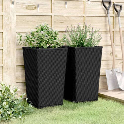 Jardinières 2 pcs noir 32,5x32,5x57 cm polypropylène - Photo n°3; ?>