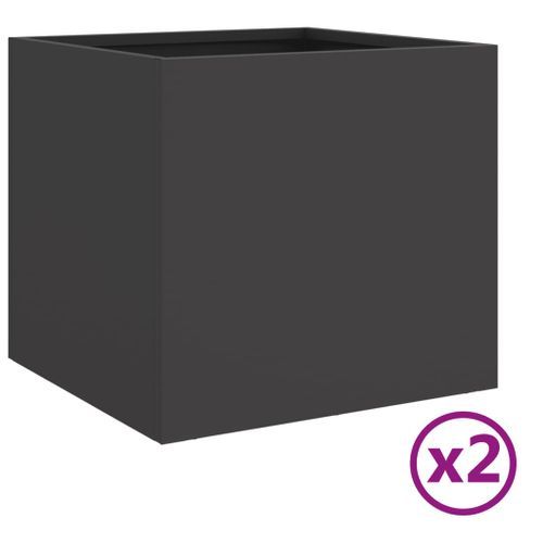 Jardinières 2 pcs noir 32x30x29 cm acier laminé à froid - Photo n°2; ?>