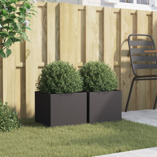 Jardinières 2 pcs noir 32x30x29 cm acier laminé à froid - Photo n°3; ?>