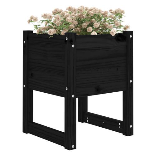 Jardinières 2 pcs Noir 40x40x52,5 cm Bois massif de pin - Photo n°3; ?>