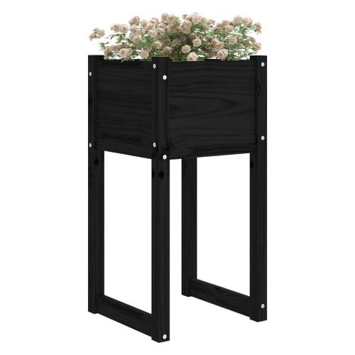 Jardinières 2 pcs Noir 40x40x81 cm Bois massif de pin - Photo n°3; ?>