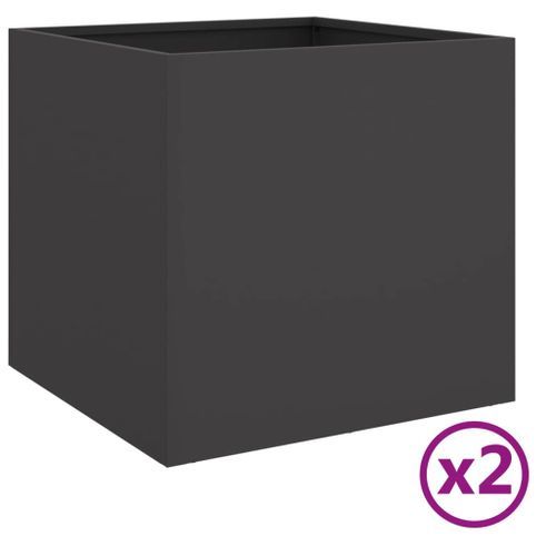 Jardinières 2 pcs noir 42x40x39 cm acier laminé à froid - Photo n°2; ?>