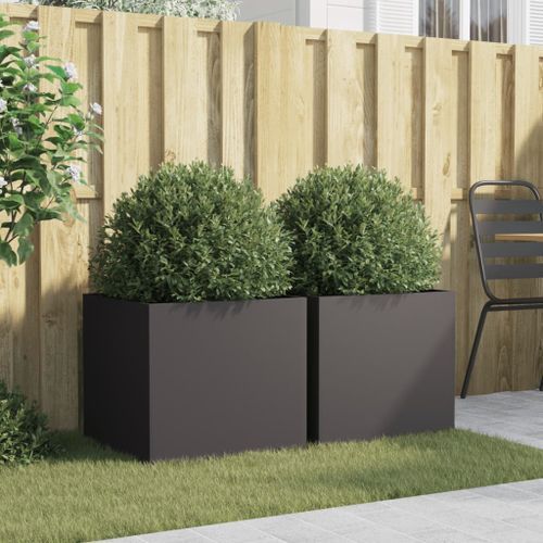 Jardinières 2 pcs noir 49x47x46 cm acier laminé à froid - Photo n°3; ?>