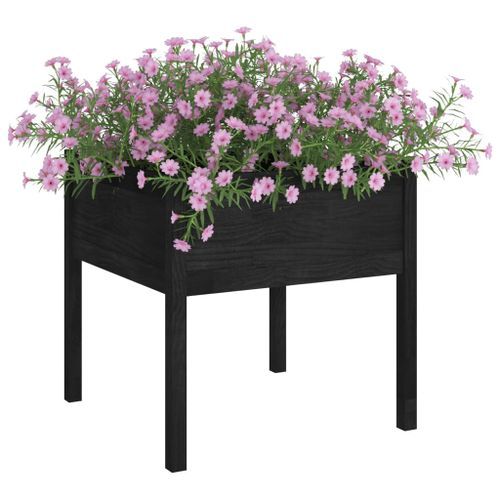 Jardinières 2 pcs Noir 70x70x70 cm Bois de pin massif - Photo n°3; ?>