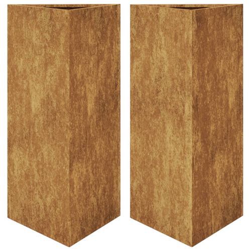 Jardinières 2 pcs triangulaire 40x34,5x70 cm acier corten - Photo n°2; ?>