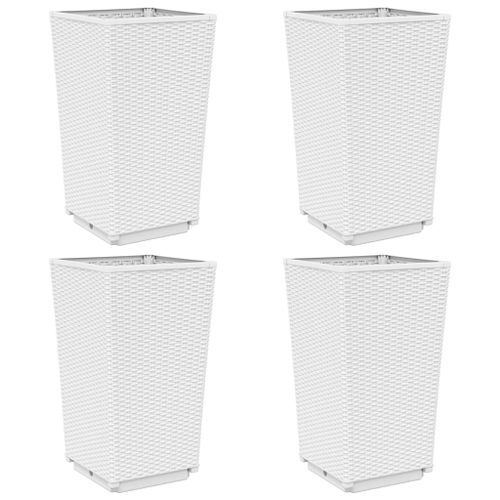 Jardinières 4 pcs blanc 32,5x32,5x57 cm polypropylène - Photo n°2; ?>