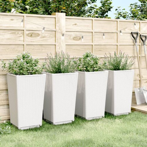 Jardinières 4 pcs blanc 32,5x32,5x57 cm polypropylène - Photo n°3; ?>