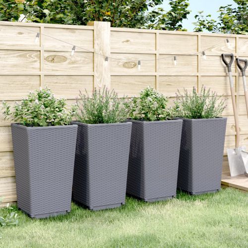 Jardinières 4 pcs gris 32,5x32,5x57 cm polypropylène - Photo n°3; ?>