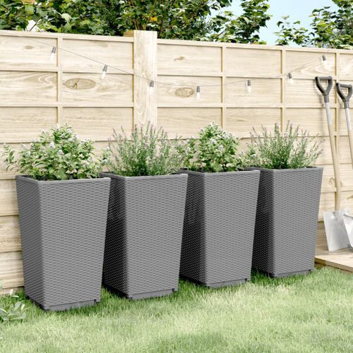 Jardinières 4 pcs gris clair 32,5x32,5x57 cm polypropylène - Photo n°3; ?>