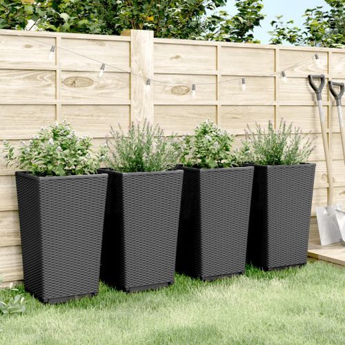 Jardinières 4 pcs noir 32,5x32,5x57 cm polypropylène - Photo n°3; ?>