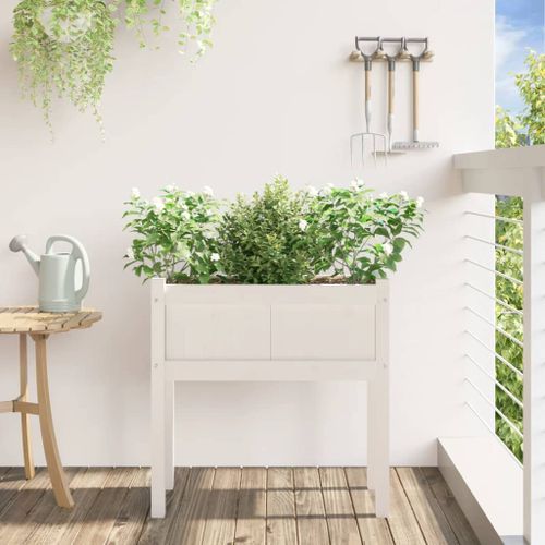 Jardinières avec pieds blanc 70x31x70 cm bois de pin massif - Photo n°3; ?>