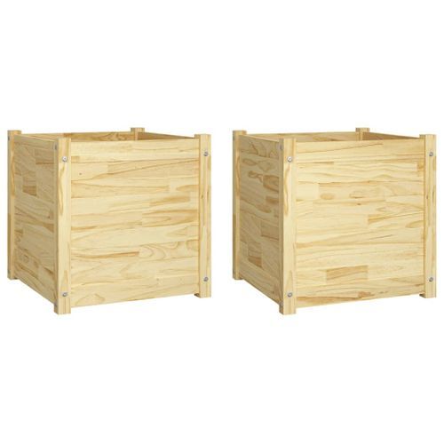 Jardinières d'extérieur 2 pcs 50x50x50 cm Bois de pin massif - Photo n°2; ?>