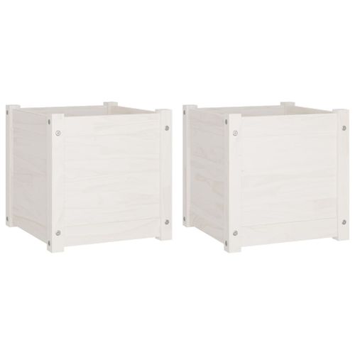 Jardinières d'extérieur 2 pcs Blanc 40x40x40 cm Bois de pin - Photo n°2; ?>