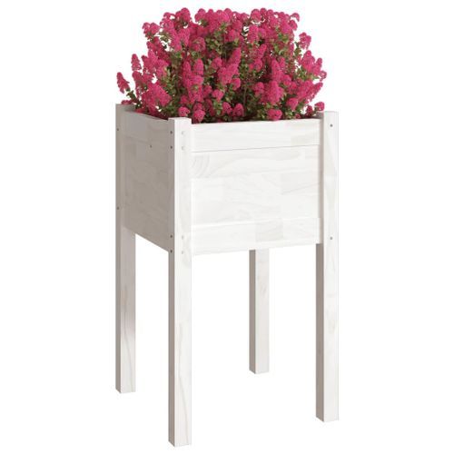 Jardinières d'extérieur 2 pcs Blanc 40x40x70 cm Bois de pin - Photo n°3; ?>