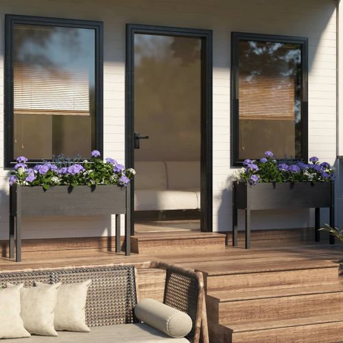 Jardinières d'extérieur 2 pcs Gris 110x31x70 cm Bois de pin - Photo n°2; ?>