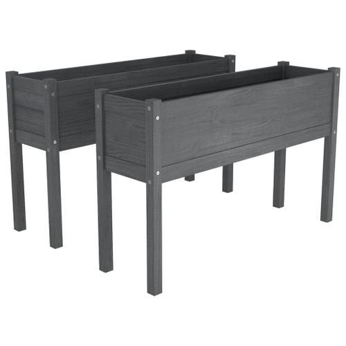 Jardinières d'extérieur 2 pcs Gris 110x31x70 cm Bois de pin - Photo n°3; ?>