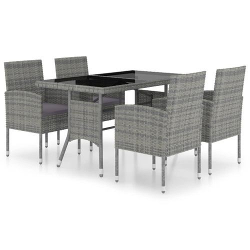 Jeu à dîner de jardin 5 pcs Résine tressée Anthracite et gris - Photo n°2; ?>