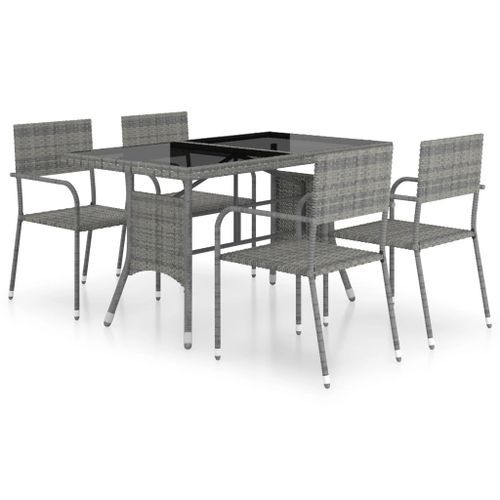 Jeu à dîner de jardin 5 pcs Résine tressée Anthracite et gris - Photo n°2; ?>