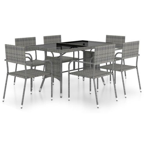 Jeu à dîner de jardin 7 pcs Résine tressée Anthracite et gris - Photo n°2; ?>